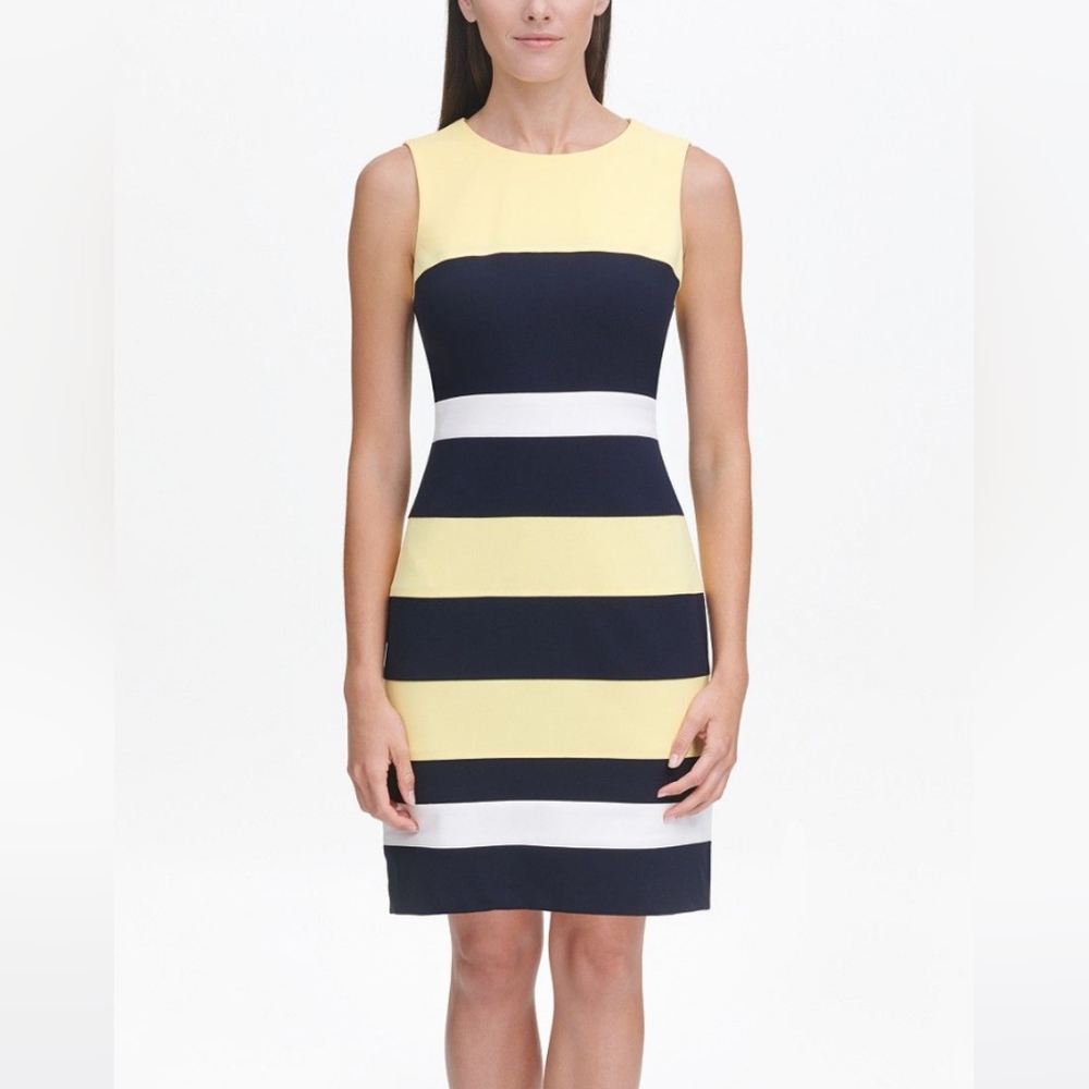 Tommy Hilfiger Yellow & Navy Striped Dress Size 10